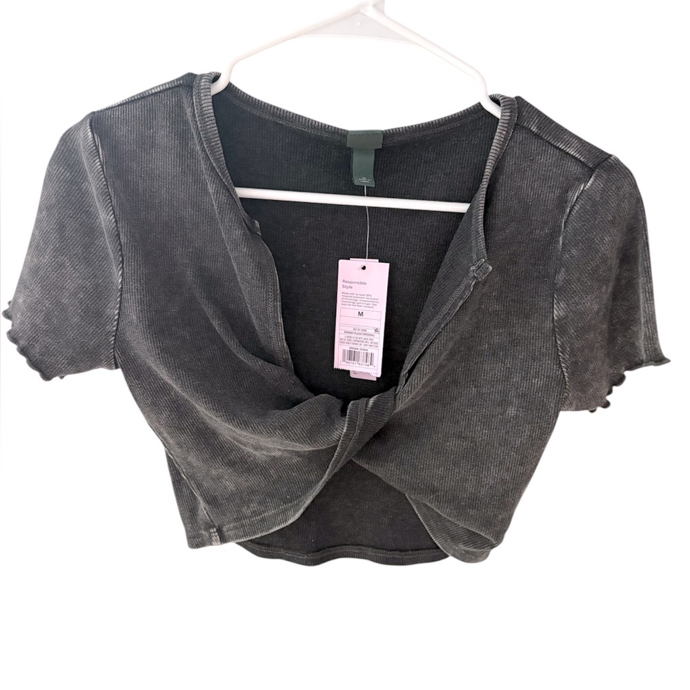 Cropped Black Washed Tee